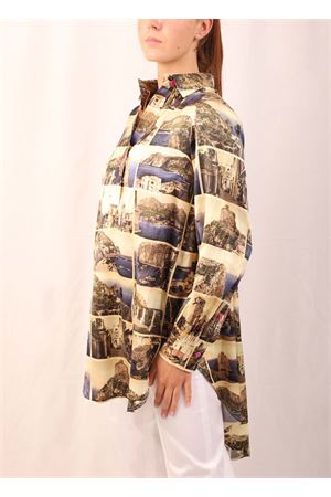 Maxi mini dress shirt with postcards print Laboratorio Capri | ALICECARTOLINE